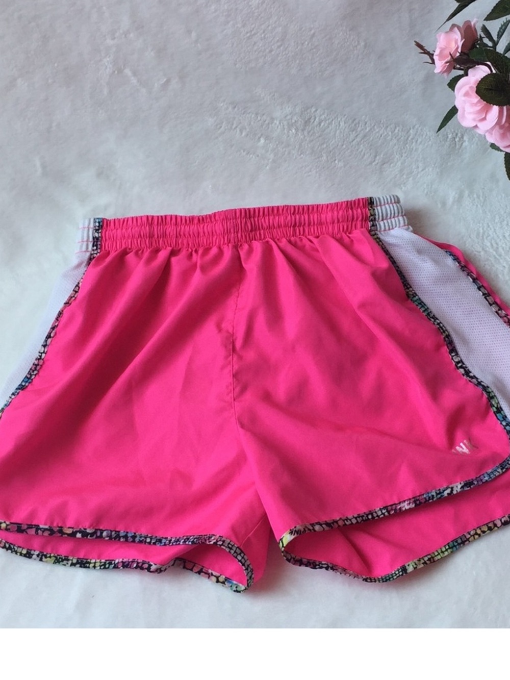 PINK Victoria's Secret Hot Pink Athletic Shorts with White Side Panels